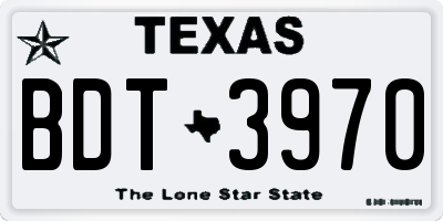 TX license plate BDT3970