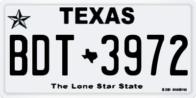 TX license plate BDT3972