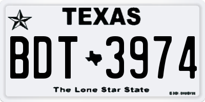 TX license plate BDT3974