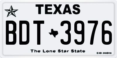 TX license plate BDT3976