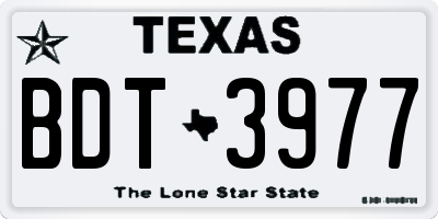TX license plate BDT3977