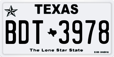 TX license plate BDT3978