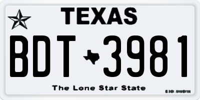 TX license plate BDT3981