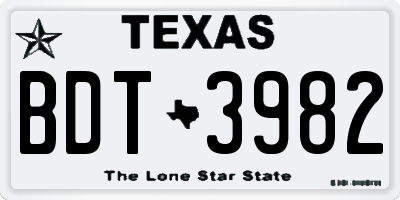 TX license plate BDT3982