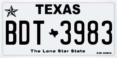 TX license plate BDT3983