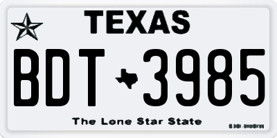TX license plate BDT3985