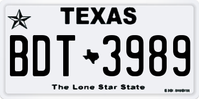 TX license plate BDT3989