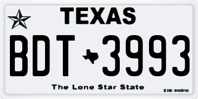 TX license plate BDT3993