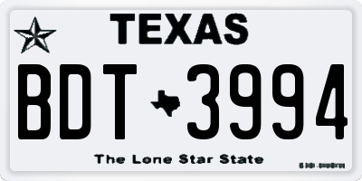 TX license plate BDT3994