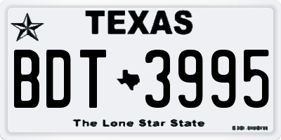 TX license plate BDT3995