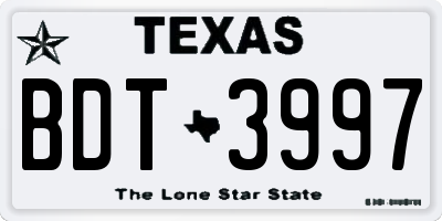 TX license plate BDT3997