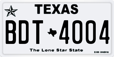 TX license plate BDT4004