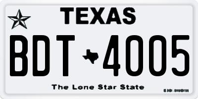 TX license plate BDT4005