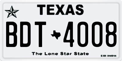 TX license plate BDT4008