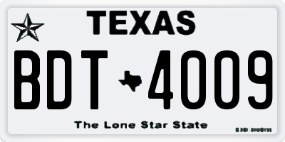 TX license plate BDT4009