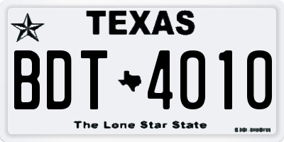 TX license plate BDT4010