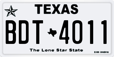 TX license plate BDT4011