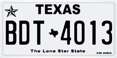 TX license plate BDT4013