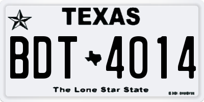 TX license plate BDT4014