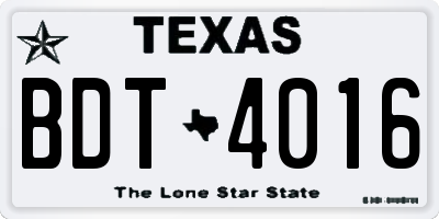 TX license plate BDT4016