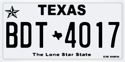 TX license plate BDT4017