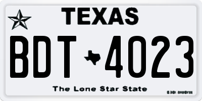 TX license plate BDT4023