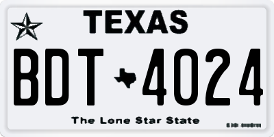 TX license plate BDT4024