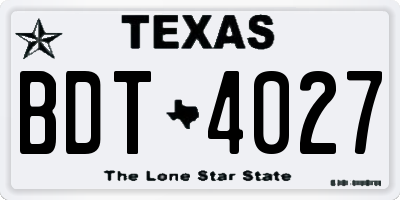 TX license plate BDT4027