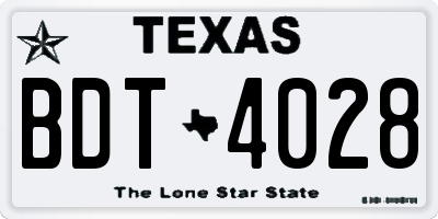 TX license plate BDT4028