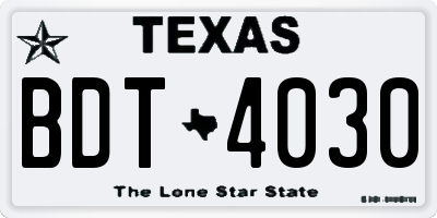 TX license plate BDT4030