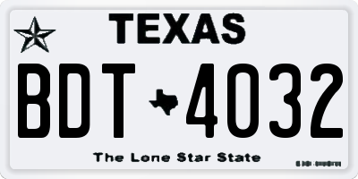 TX license plate BDT4032