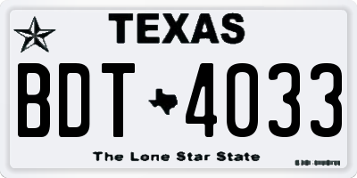 TX license plate BDT4033