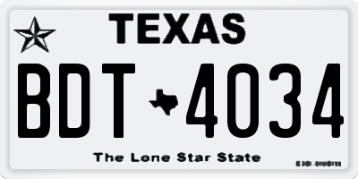 TX license plate BDT4034