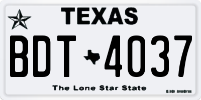 TX license plate BDT4037