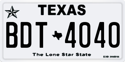TX license plate BDT4040