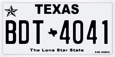TX license plate BDT4041