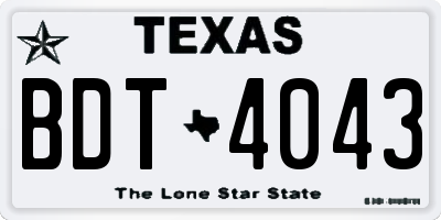 TX license plate BDT4043