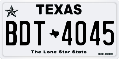 TX license plate BDT4045