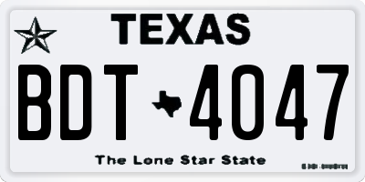 TX license plate BDT4047