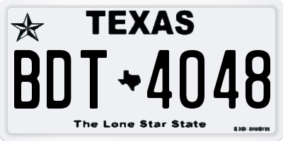 TX license plate BDT4048