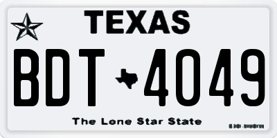 TX license plate BDT4049