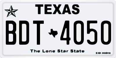 TX license plate BDT4050