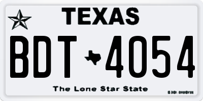 TX license plate BDT4054