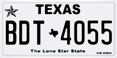 TX license plate BDT4055