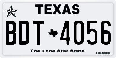 TX license plate BDT4056