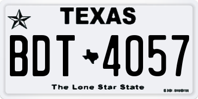 TX license plate BDT4057