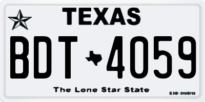 TX license plate BDT4059