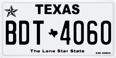 TX license plate BDT4060