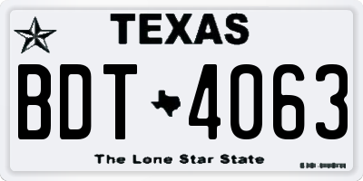TX license plate BDT4063