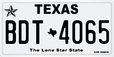 TX license plate BDT4065